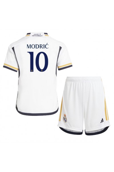 Real Madrid Luka Modric #10 Jalkapallovaatteet Lasten Kotipeliasu 2023-24 Lyhythihainen (+ Lyhyet housut)